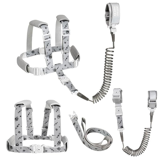 4 in 1 Toddler Harness Leash with Rocket Pattern, Reflective Kids Harnesses with Anti Lost Wrist Link, Child Leashes for Boys Girls,Suitable for Outdoor Activity