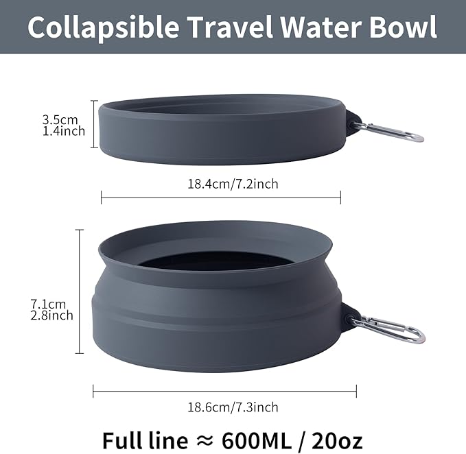 SLSON Spill Proof Dog Water Bowl for Cars,Collapsible No Splash Dog Travel Bowls Integrated Molding Portable Pet Bowl for Road Trip Truck,RV,SUV,Boat Accessories (Dark Grey)