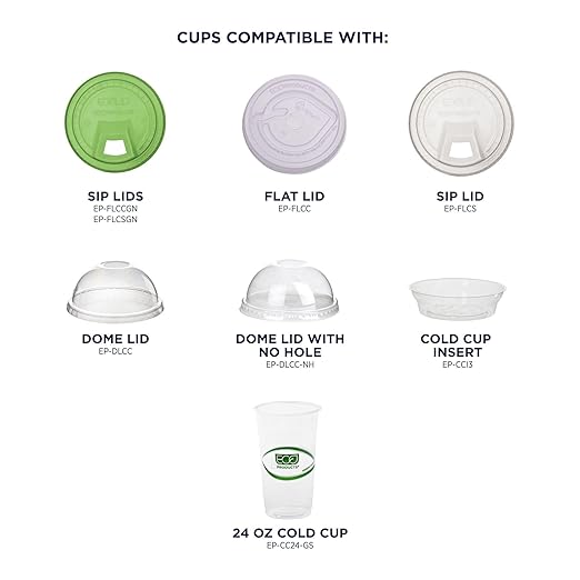 ECO PRODUCTS GreenStripe Clear Compostable 24oz PLA Large Plastic Cups, Case of 1000, Disposable Renewable Plant-Based Cold Cups, For Cold Drinks & Snacks, BPI Certified, ASTM Compliant.