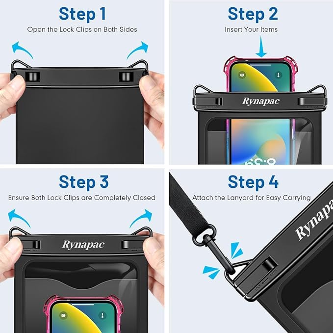 [Up to 10"] Large Waterproof Phone Pouch Bag - 2 Pack Waterproof Phone Case for iPhone 17 16 15 14 Pro Max Galaxy S25 S24 Ultra, IPX8 Cellphone Water Protector Pouch Beach Essentials Travel Must Haves