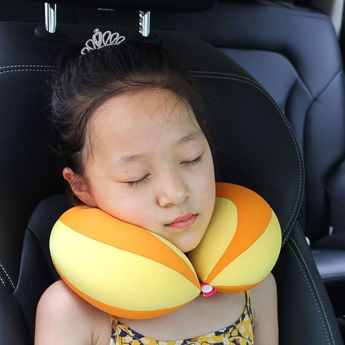 MOOB Kids Neck Pillows for Travel U-Shape Headrest Air Cushion Child Car Seat Head Support Traveling Gifts for Toddler & Children Car Seat Head Support Toddler Pillows Yellow