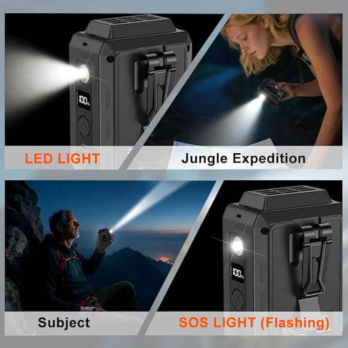 CAZOKASI Personal Waist Clip Fan Rechargeable Wearable Hand Free Wearable Cooler Fan for Traveling Working Outdoor Office (5000mAh / Black)