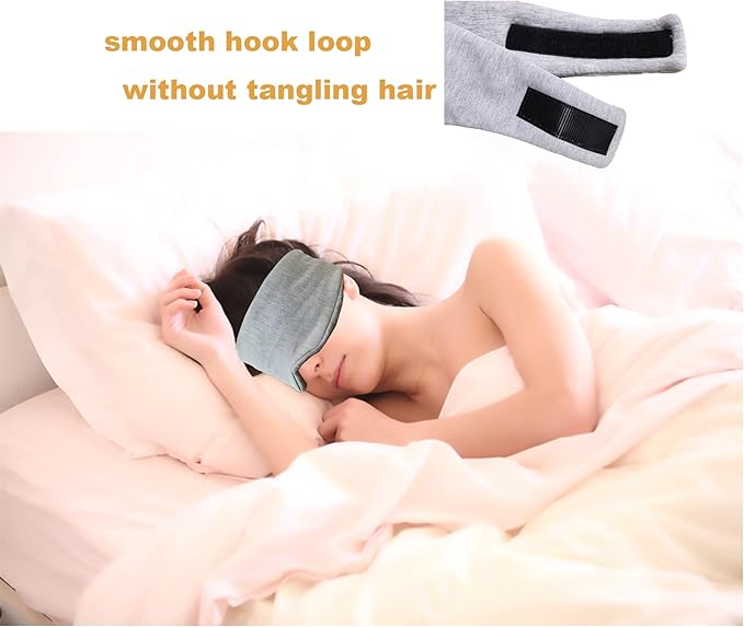 Fan Wu Cotton Sleep Mask for Side Sleepers – Soft, Lightweight & Breathable Blackout Eye Cover for Women & Men | Ideal for Travel, Hotel & Home Use | Grey