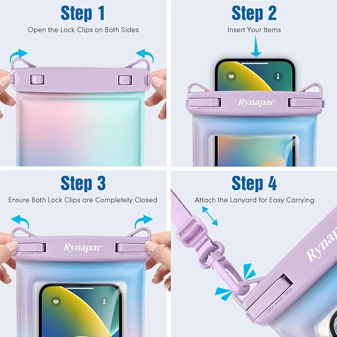 [Floatable] Waterproof Phone Pouch 2 Pack - [Up to 8.5"] IPX8 Floating Waterproof Phone Case Dry Bags with Adjustable Lanyard for Beach Vacation Travel Cruise Ship Pool Kayak Essentials