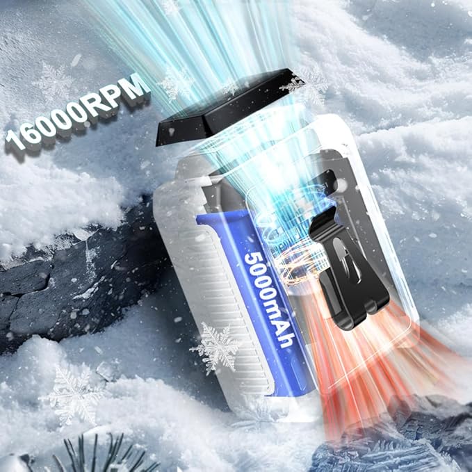 CAZOKASI Personal Waist Clip Fan Rechargeable Wearable Hand Free Wearable Cooler Fan for Traveling Working Outdoor Office (5000mAh / White)