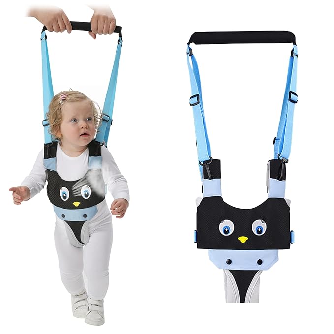 IULONEE Baby Walking Harness Breathable Handheld Kids Toddler Helper Assistant Adjustable Infant Walker Help Baby Walk Stand Up Child Learning Belt for 8-24 Month Old Babies Activity (Blue)