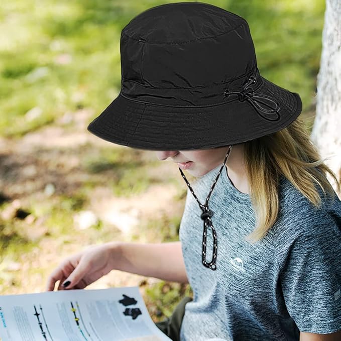 Waterproof Bucket Hat for Women and Men - UV Protection Beach Sun Hat Fishing Safari Boonie Hat Rain Hat Adjustable Packable