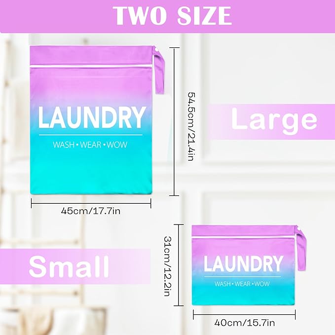 2 Pcs Large Travel Laundry Bag Waterproof Wet Dry Bag Washable Dirty Clothes Bag Bathing Suit Workout Bag for Gym Clothes Laundry Wet Clothes Swimming Yoga