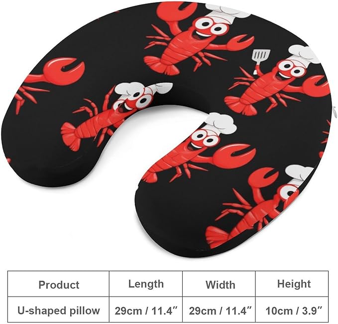 Kids Washable U-Shaped Travel Pillow Neck Support, Crawfish Chef U-Shape, Airplane Car Nap Chin Cushion