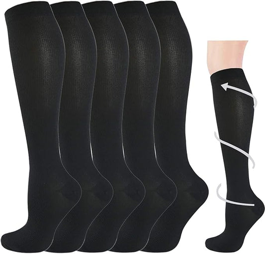 Graduated Compression Socks for Women&Men 20-30mmhg Knee High Socks Travel Hiking Running Stocking