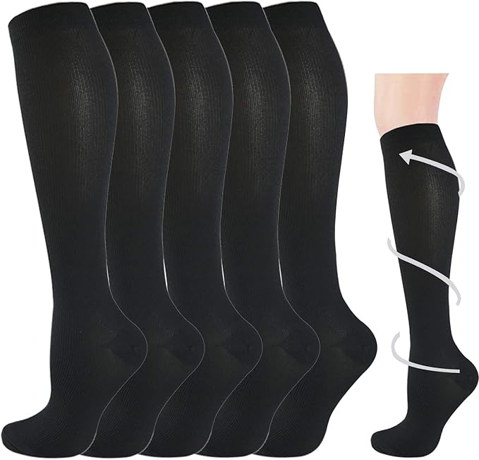 Graduated Compression Socks for Women&Men 20-30mmhg Knee High Socks Travel Hiking Running Stocking