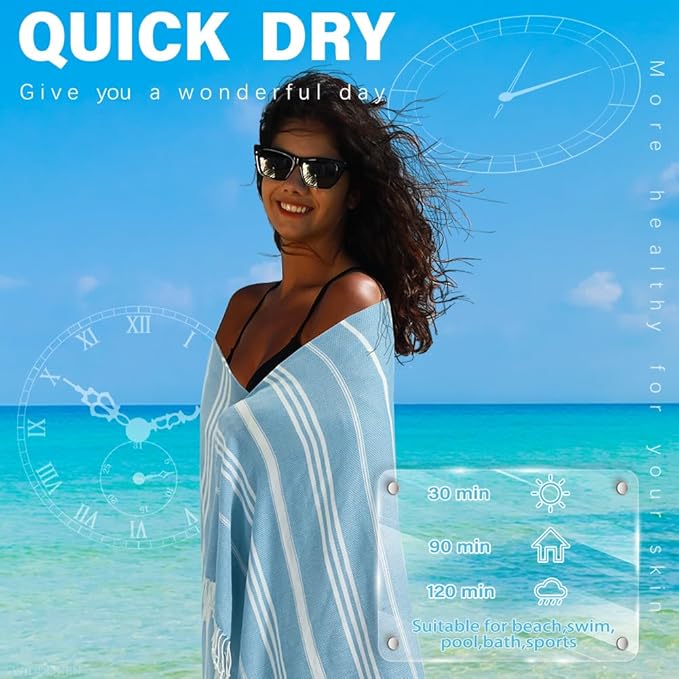 Thin Turkish Beach Towel Lightweight Quick Dry Absorbent Cotton Bathroom Bath Pool Swim Towels Extra Large Oversized Sand Free Beach Accessories Essentials Cloud Gifts for Adult