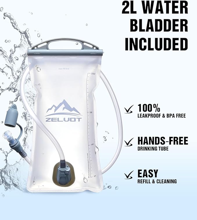 Running Vest with 2L Water Bladder, Hydration Pack, USA Original Patent, Lightweight Hydration Backpack with Gear Holder, Reflective Chest Pack for Men Women for Marathon Hiking