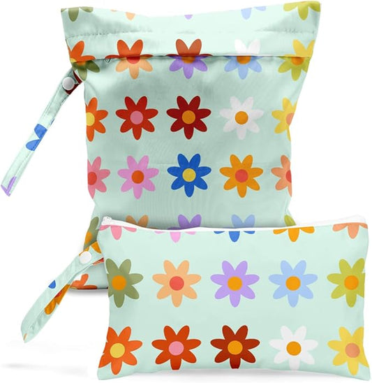 Wet bag, Wet dry bag, swimsuit, travel, beach, pool, diapers, dirty yoga gym clothes, toiletries, waterproof Heart Decor Bohemian heart romantic birthday gift, 2 piece set.