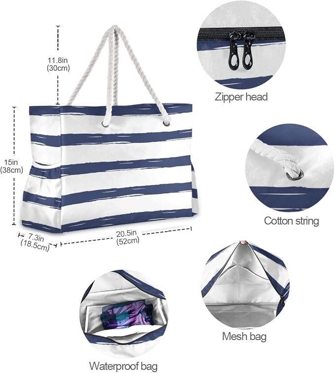 senya Large Beach Shoulder Bags Canvas Tote Water Resistant for Gym Travel Daily