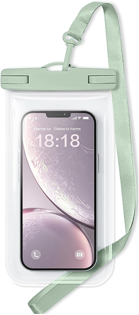 1/2 Pack Waterproof Phone Pouch Compatible with iPhone 17 16 15 Pro Max & Galaxy S24+/S23 7in Waterproof Phone Case with Lanyard,IPX8 Beach Travel Must Haves,Beach Essentials,Smoke Green,1 Pack