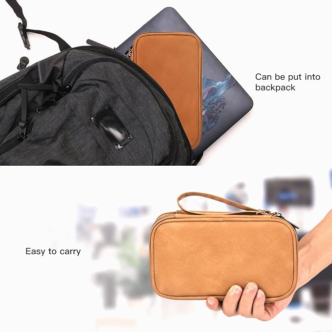 Universal Electronics Accessories Carrying Case, Electronic Cable Organizer Bag, Travel Cable Accessories Bag Pouch for Cable, USB, Cord, Charger, Phone, Power Bank, Earphone (Brown, Large)