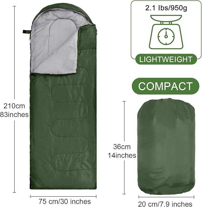 VitalCozy 24 Pcs Sleeping Bags for Adults Bulk Lightweight Waterproof Backpacking Camping Sleeping Bag with Compression Sack, Portable Compact for Winter Hiking Outdoor Camping Essential