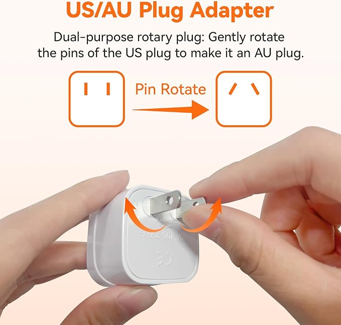 ALLWEI 220V to 110V Travel Voltage Converter us to Europe, Step Down Converter for Hair Straightener/Curling Iron, International Power Adapter for EU/UK/US/AU (White)