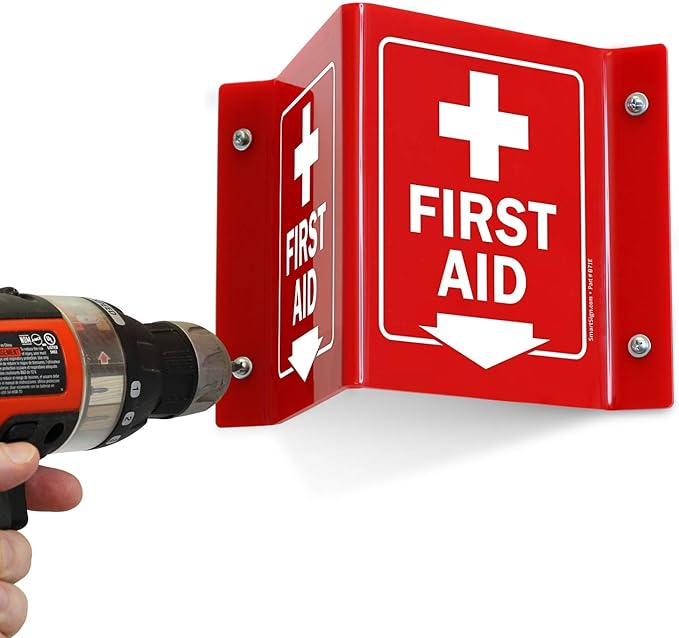 SmartSign “First Aid” Projecting Sign | 5" x 6" Acrylic, Made in USA