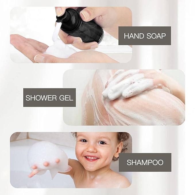 2oz Foam Pump Bottle (30PCS) Empty Travel Foaming Dispenser for Hand Soap, Lash Cleanser, Shampoo (60ml, Black