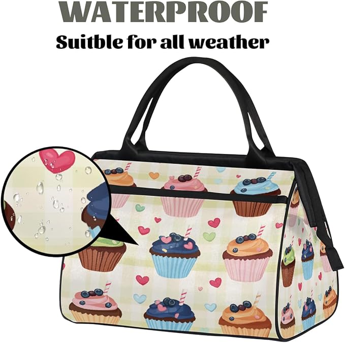 Large Travel Duffle Bag for Women Men,Waterproof Weekender Overnight Bag Carry on Tote Bags for Gym Sport Business Trip,Cute Sweets Dessert Duffel Bags