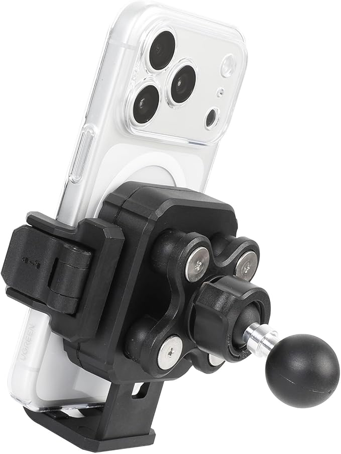 FPN Universal Phone Holder Base for RAM Mounts B Size Double Socket Arm, 1" (25mm) Ball Mount with Vibration Dampener [Camera Friendly] [1s Lock & Release], Fits 4.7-7.2" Smartphones