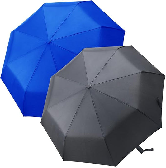 PFFY 2 Packs Travel Umbrella Windproof Auto Open & Close Collapsible Folding Small Compact Backpack Car travel Essentials Purse Umbrellas for Rain