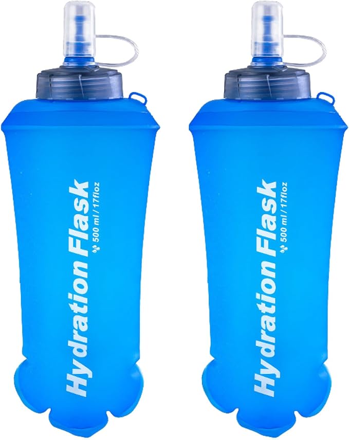 Azarxis TPU Soft Flask Collapsible Water Bottles BPA-Free 250ml 350ml 500ml 600ml for Hydration Vest Pack Running Hiking Cycling Climbing