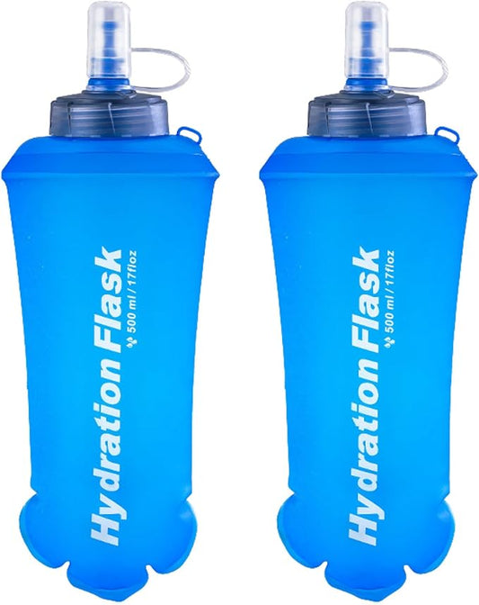 Azarxis TPU Soft Flask Collapsible Water Bottles BPA-Free 250ml 350ml 500ml 600ml for Hydration Vest Pack Running Hiking Cycling Climbing