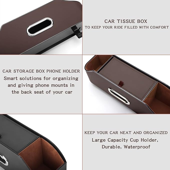 HOLDCY Car Back Seat Organizer with 2 Drink Cup Holder - Tissue Box and Storage Box Hook - Multi-functional Storage - Great for Kids and Travel (Blue)