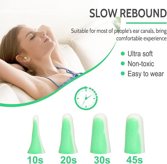 LYSIAN Ultra Soft Foam Earplugs for Sleep 60 Pairs, 38dB SNR Ear Plugs for Sleeping Noise Cancelling, Mowing and Snoring,Double Color Green/White