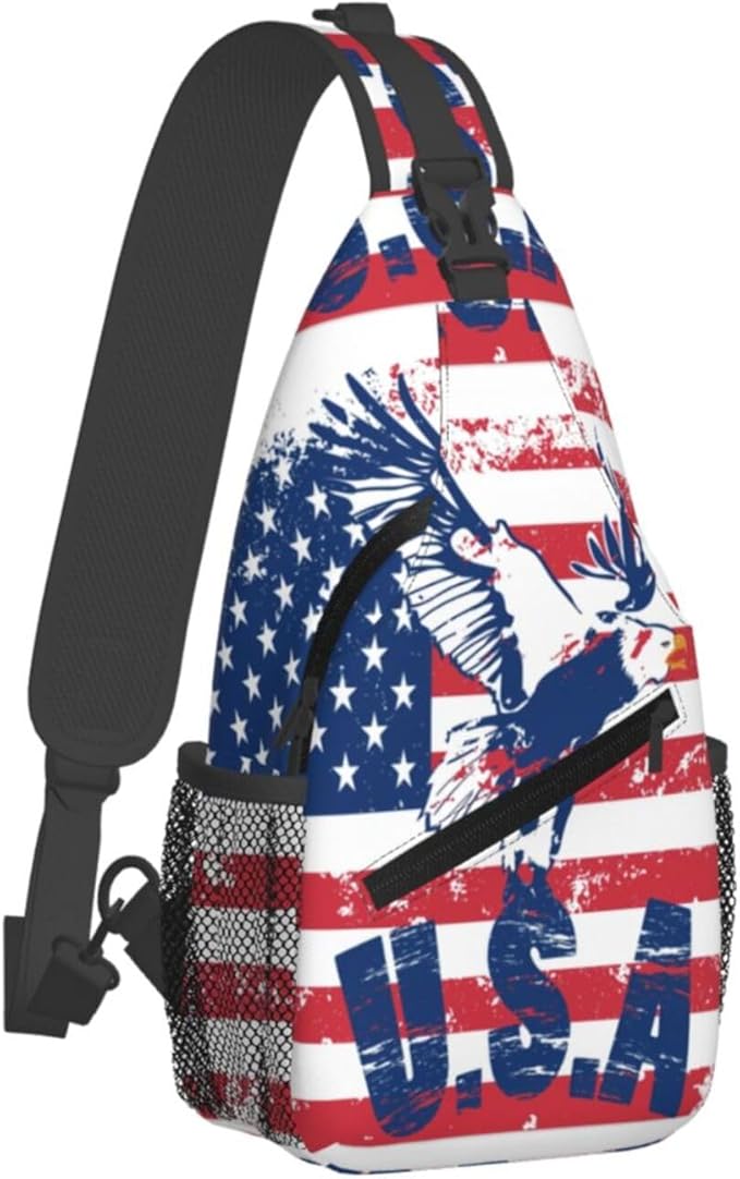 American Flag Sling Bag Multipurpose Crossbody Sling Backpack Travel Cycling Hiking Shoulder Bag For Women Men