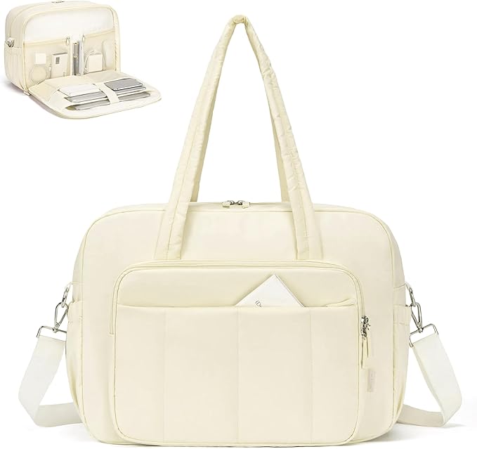 CLUCI Weekender Travel Bag for Women Puffer Tote Bag Carry On Duffle Overnight Bags with Shoe Compartment