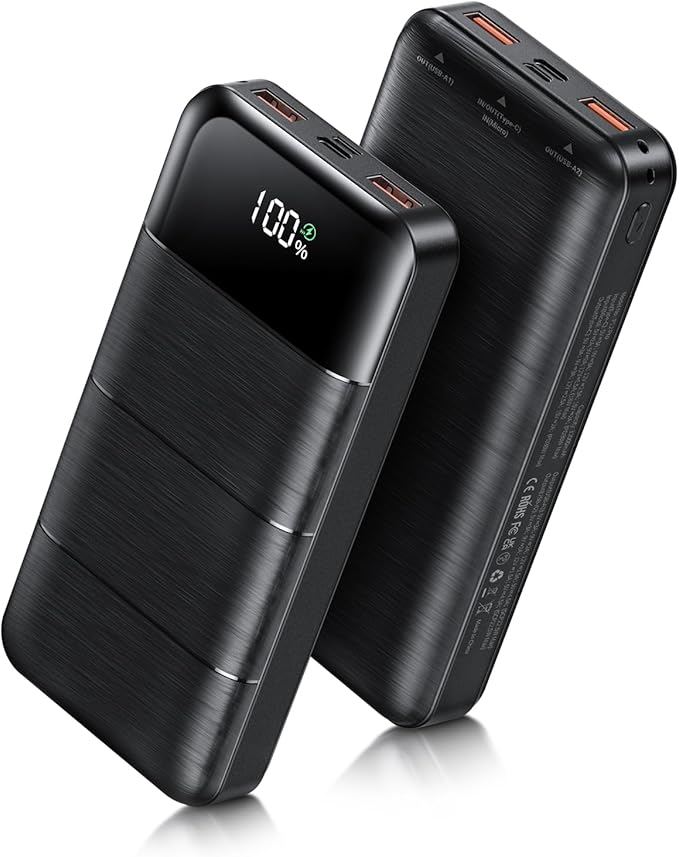 Power-Bank-Portable-Charger - 32000mAh Power Bank Output 5V3A Fast Charger Portable Charger with Built-in LED Display Compatible with Smartphones and All USB Devices (Black)