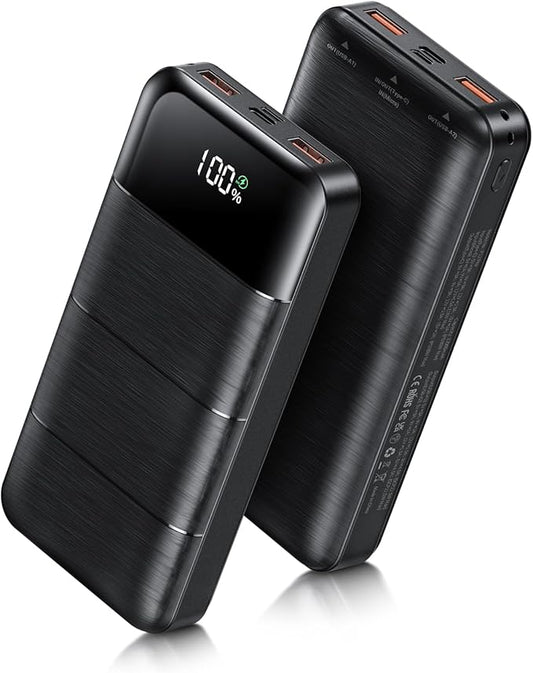 Power-Bank-Portable-Charger - 32000mAh Power Bank Output 5V3A Fast Charger Portable Charger with Built-in LED Display Compatible with Smartphones and All USB Devices (Black)