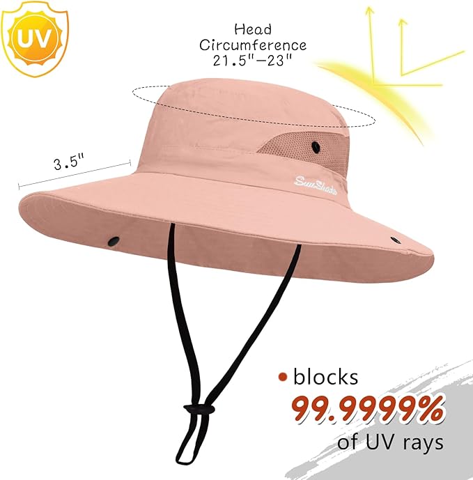ZOORON Women's Ponytail Safari Sun Hat,Wide Brim UV Protection Outdoor Bucket Hat,Foldable Beach Summer Fishing Hat