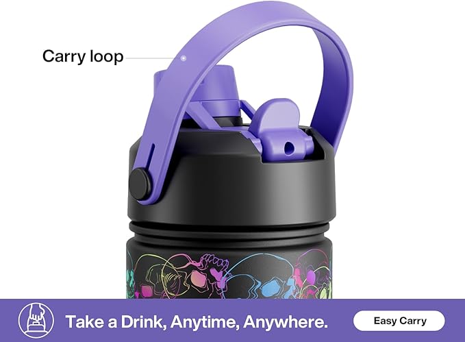 26 oz Insulated Water Bottle with 2-in-1 Straw and Spout Lid, Glow-in-the-Dark, 24H Cold, Leakproof, Fits in Car Cup Holder, Stainless Steel for Gift, Trip, Holiday, Sports (Luminous Souls)