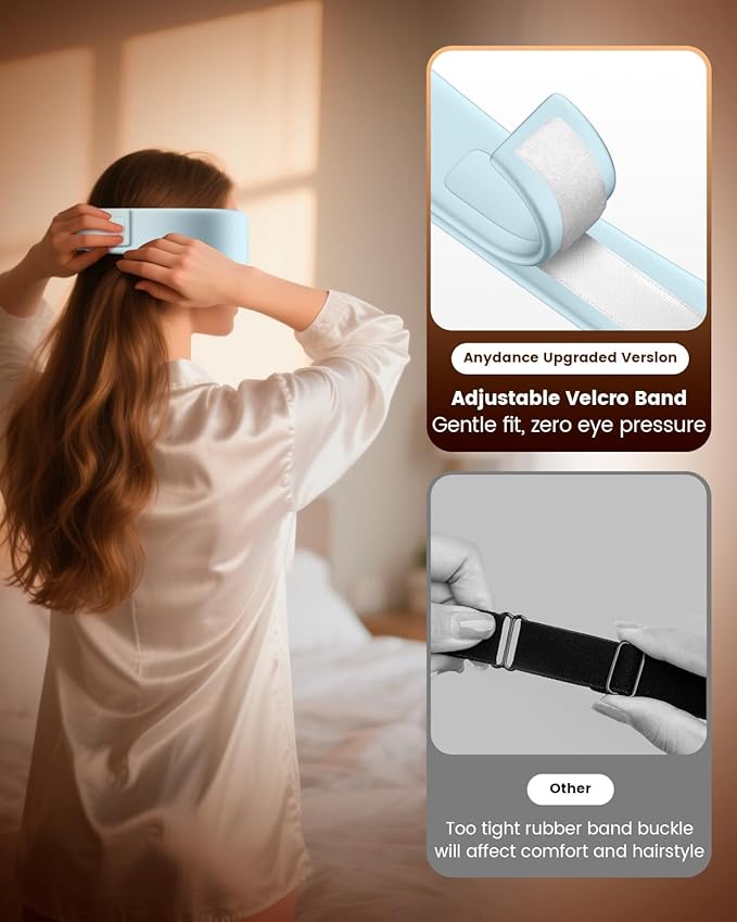 Heated Eye Mask - Cordless Eye Mask for Dry Eyes, Eye Relief, Improved Sleep, Timed Shutdown, 4 Temperature, Washable Eye Heating Pad for Travel, Removable for Cleaning - Teal Green