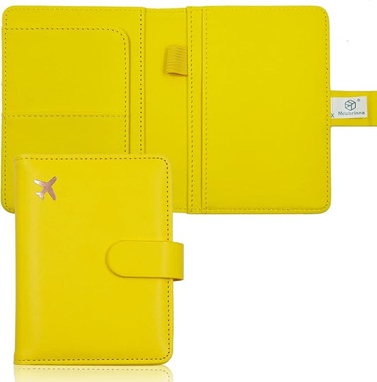 Melsbrinna Premium Leather Passport Holder Covers Case, Waterproof Rfid Blocking Travel Wallet Passport Holder with Pen Holder, Cute Passport Book for Women/Men