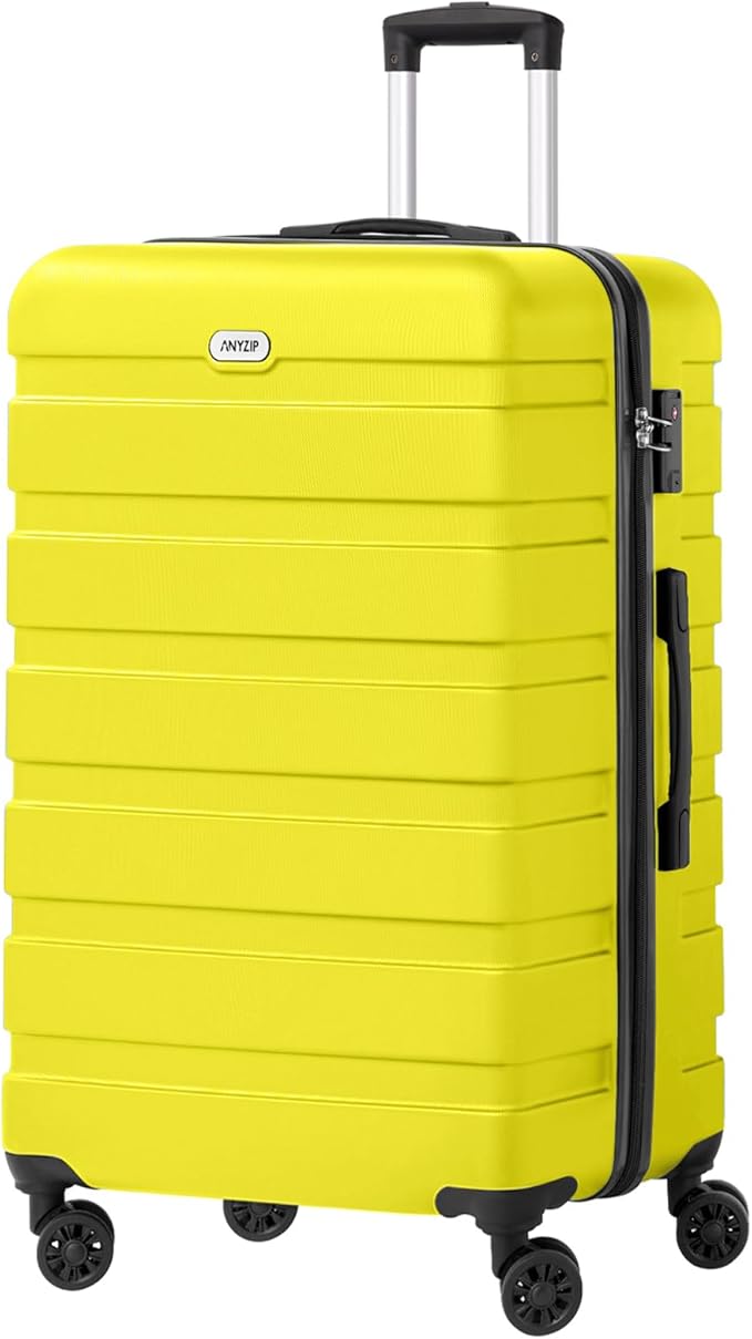 AnyZip Luggage PC ABS Hardside Lightweight Suitcase with 4 Universal Wheels TSA Lock Checked-Large 28 Inch Yellow