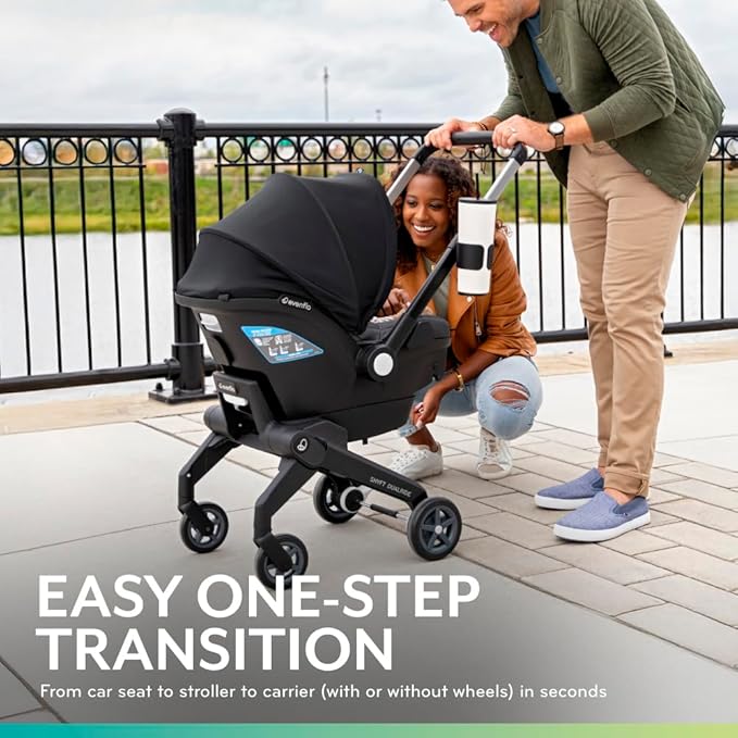 Evenflo Shyft DualRide Infant Car Seat Stroller Combo with Carryall Storage (Boone Gray)