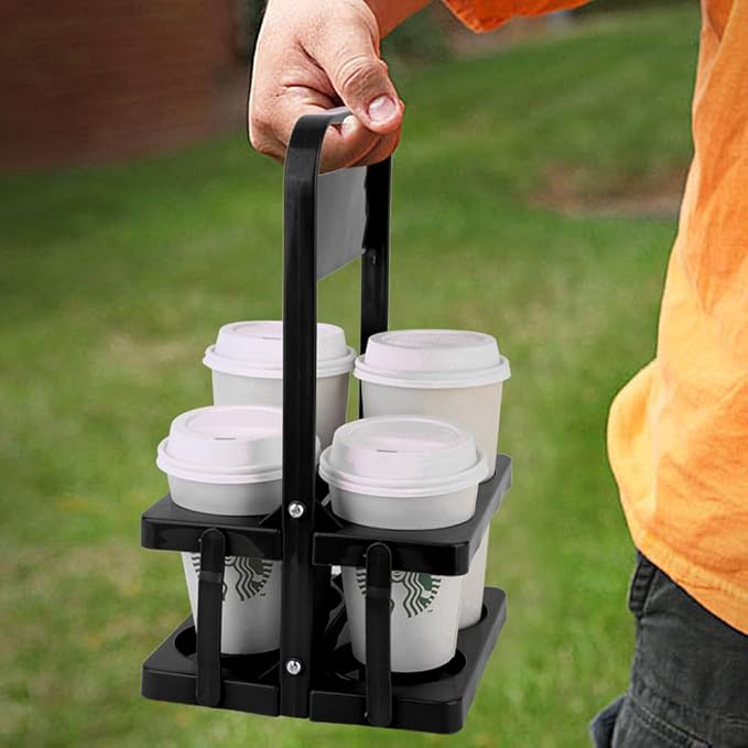 musbus Reusable Drink Carrier with Handle for Delivery Drivers, Portable Cup/Coffee Holder Accessories for Delivery, Foldable Drinks Caddy with Tray, Car Durable Plastic Festive Bottle, Vacation