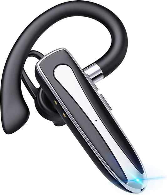EUQQ Bluetooth Headset, Wireless Earpiece with Microphone 24 Hrs Talk Time Noise-Canceling Driving Headset for Trucker Hand-Free Headphones, Bluetooth Earpiece for Driving/Leisure/Work (Black)