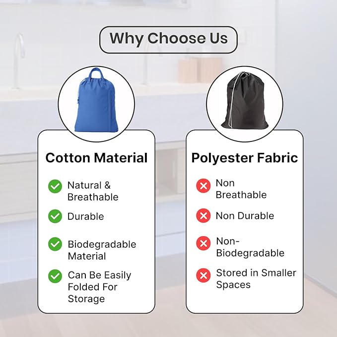 LFH Home Cotton Canvas Large Laundry Bag with Handle, Heavy Duty Drawstring Closure Washable Laundry Bags, School Travel, Home, Hotel, College Dorm, Organizer Sack, Toys Clothes 28x36-Sky Blue