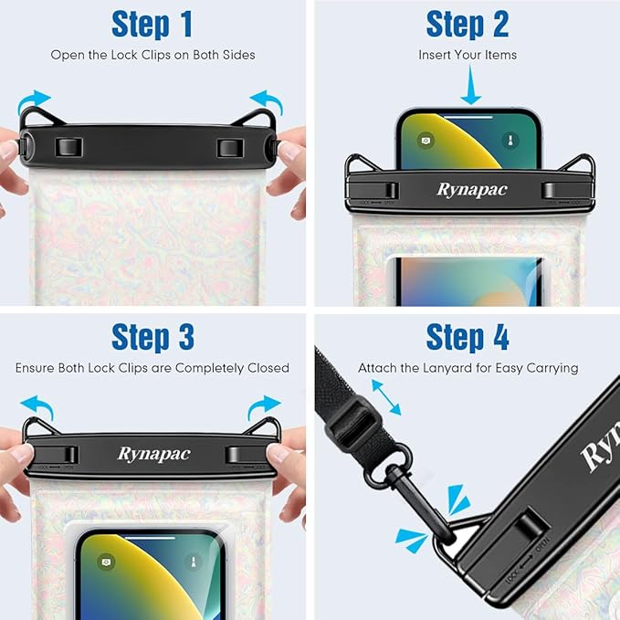 [Floatable] Waterproof Phone Pouch 2 Pack - [Up to 8.5"] IPX8 Floating Waterproof Phone Case Dry Bags with Adjustable Lanyard for Beach Vacation Travel Cruise Ship Pool Kayak Essentials