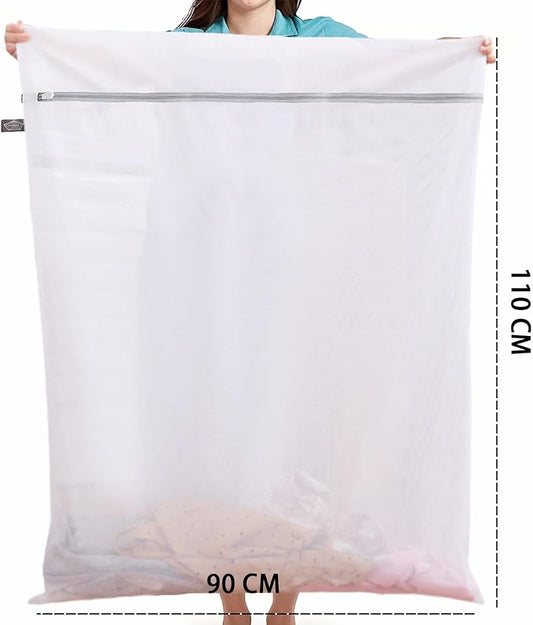 Kimmama Laundry Mesh Wash Bags, Lingerie Bags for Washing Delicates, White Net, Grey Zipper, Super Large