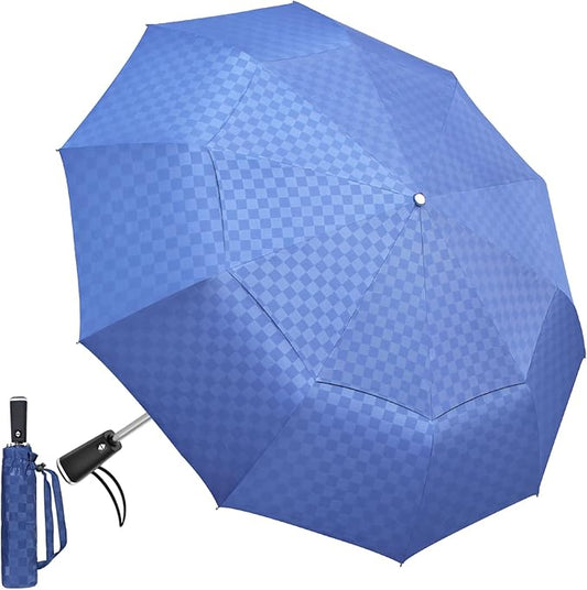 Satol 46/54/62 Inch Large Golf Umbrella, Windproof 10 Ribs Automatic Open/Close Oversize Double Canopy Vented Portable Folding Travel Umbrellas, UPF 50+ Sun & Rain Compact Umbrellas for Outdoor