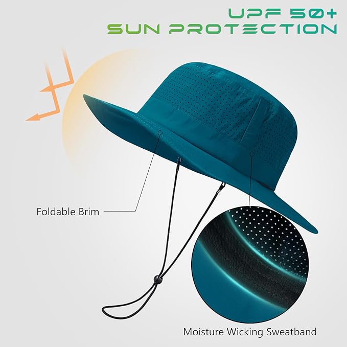 UPF 50+ Bucket Sun Hat with Laser Perforated Mesh Cooling Adjustable Breathable Lightweight for Outdoor Men Women