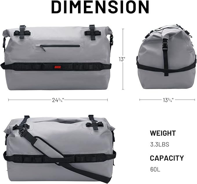 MIER Large Waterproof Duffel Bag Rolltop Dry Backpack Duffle Bags for Kayaking, Rafting, Boating, Swimming, Camping, Travel, Gym, Beach, 60L/80L